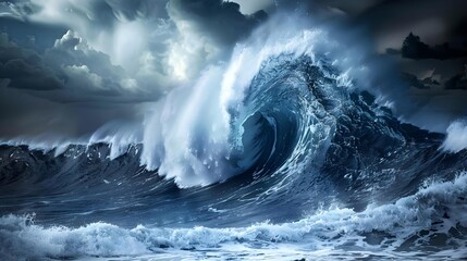 Sea wave during storm in Atlantic Ocean