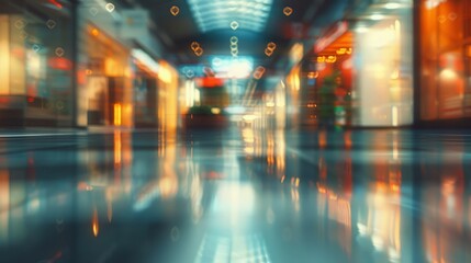 Fototapeta premium Abstract blurred shopping mall hall as background , ai