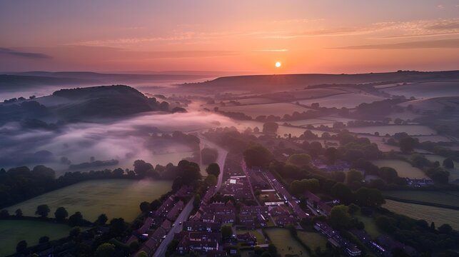 Sunrise over Hambledon and the South Downs National Park