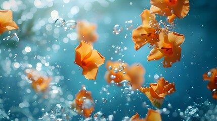 Underwater Beauty: Floral Petals Floating in Water