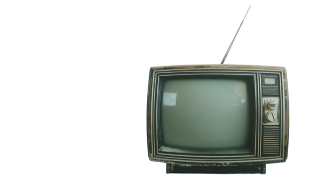 Old tv on transparent background