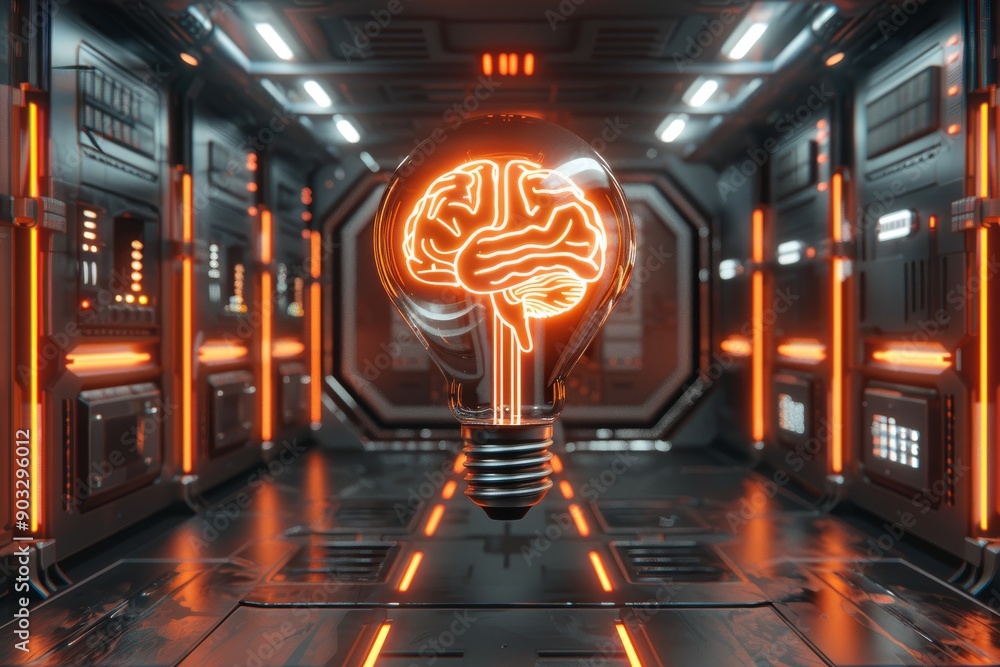 Aufkleber ai brain in a high tech server room representing advanced artificial intelligence data processing an
