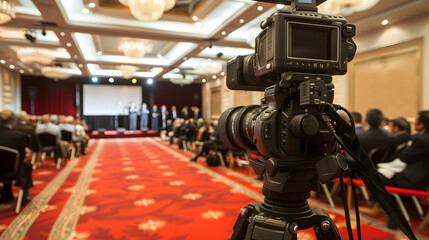 Professional in a Behind-the-Scenes Glimpse, Finalizing Press Conference Preparations