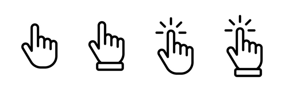 Hand cursor icon set