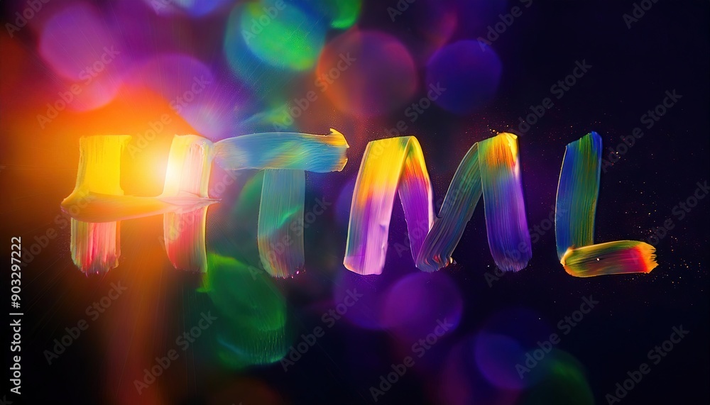 Poster html colorful text against vibrant background