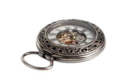 Old pocket watch on transparent background