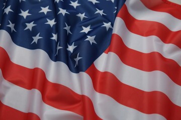 Flag of USA as background, closeup view