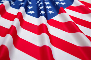 Flag of USA as background, closeup view