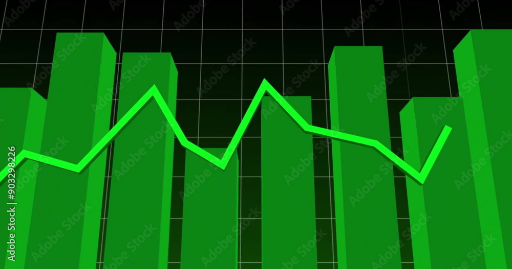 Poster image of financial data processing over grid on dark background