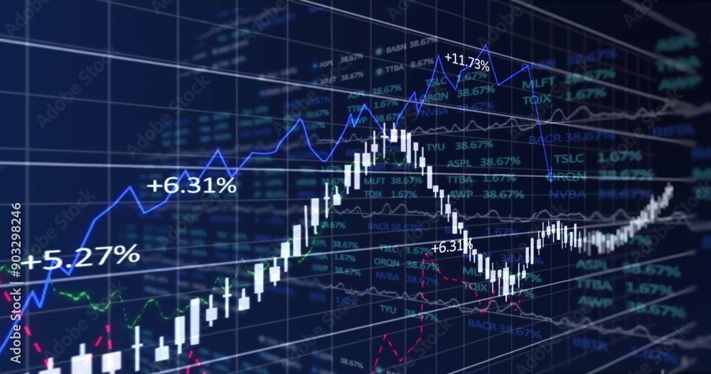 Poster Image of financial data processing over grid on dark background