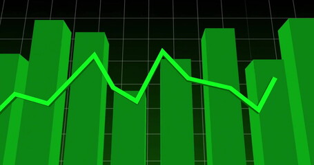 Obraz premium Image of financial data processing over grid on dark background
