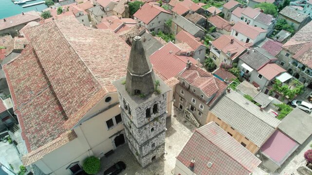Bakar, Croatia, Aerial of St. Andrej Church (Sveti Andrej) 