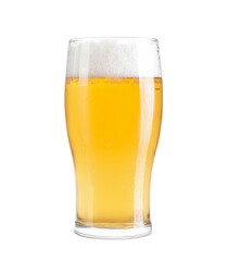 Glass of light beer isolated on white