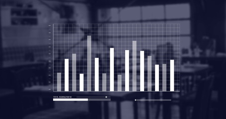 Image of statistics and financial data processing over office
