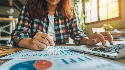 Fototapeta premium accountant Focused on Meticulous Profit Margin Calculations, Emphasizing