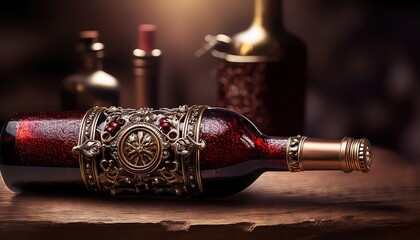 Exquisite Vintage Wine Bottle with Decorative Design