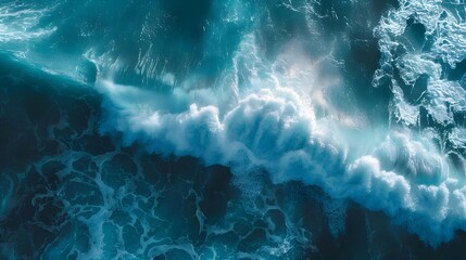 Blue ocean surfing wave