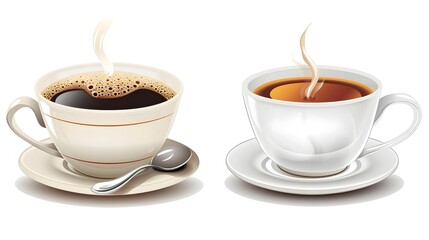 Cup of hot coffee and tea