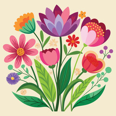 Creative Botanical set with flowers Design.