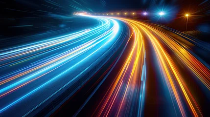 Poster A highway at night with long exposure lights