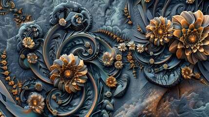 Intricate fractal design with spirals and flow