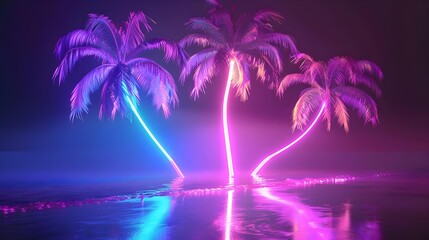 Modern trendy neon glowing light with tropical vibe