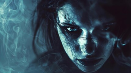 Scary ghost woman in Halloween theme