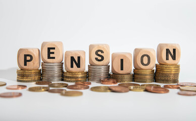 PENSION word on block concept