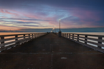 The ruined Berkeley Pier in the blue hour, closed in 2015 after it was deemed unsafe.