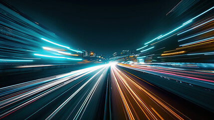 Obraz premium High-speed motion blur of city lights at night