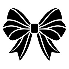 Bow vector silhouette, Gift bow black ribbon icon

