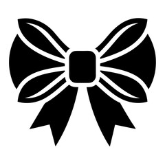 Christmas bow silhouette vector, bow ribbon icon
