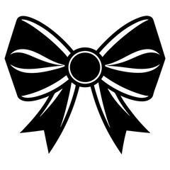 Christmas bow silhouette vector, bow ribbon icon
