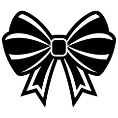 Bow vector silhouette, Gift bow black ribbon icon
