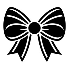 Bow vector silhouette, Gift bow black ribbon icon
