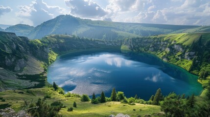Fototapeta premium Saint Ana volcanic lake in Tusnad Romania, ai