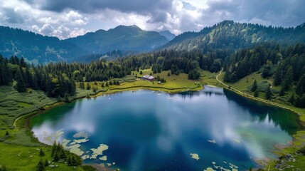 Fototapeta premium Saint Ana volcanic lake in Tusnad Romania, ai