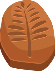 Single brown bar of soap with a leaf engraved on top, promoting natural and eco conscious body care products