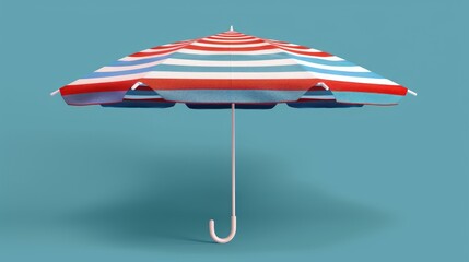 Fototapeta premium A colorful striped umbrella on a blue background