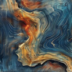 Abstract wavy wood texture with gold and silver hues.