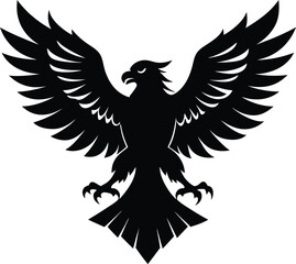 Black and White Soaring Eagle Silhouette