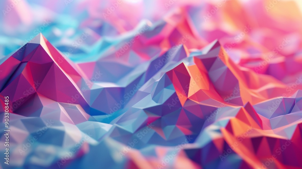 Leinwandbilder 3d abstract low poly surface with vibrant color gradients and depth.