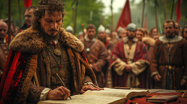 King John of England Signing the Magna Carta at Runnymede: A Historical Gathering