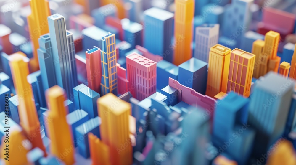Fototapete 3d area chart with overlapping layers, showing the growth of different business sectors over time.
