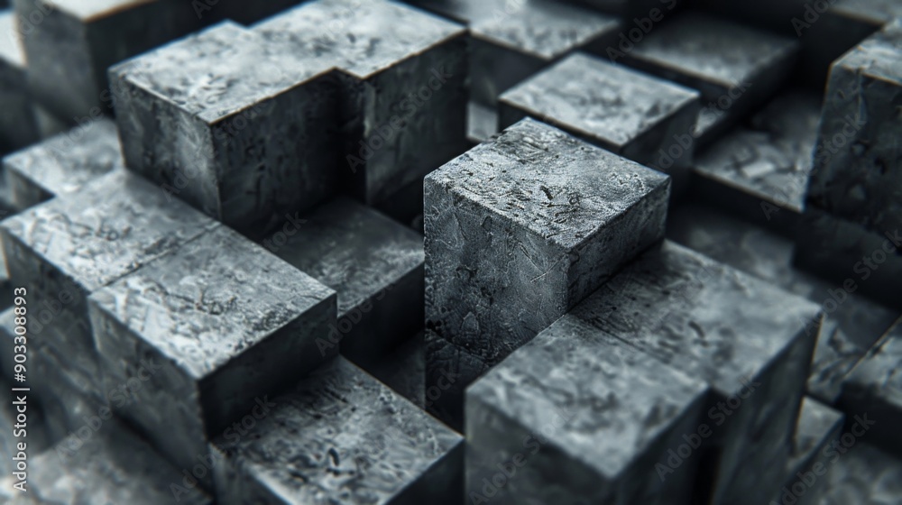 Poster 3d blocks of various sizes creating a sense of depth and dimension.