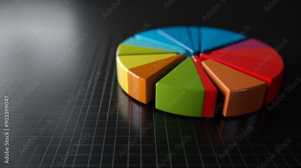 Poster 3d circular bar chart with colorful segments, displaying the distribution of operating expenses.