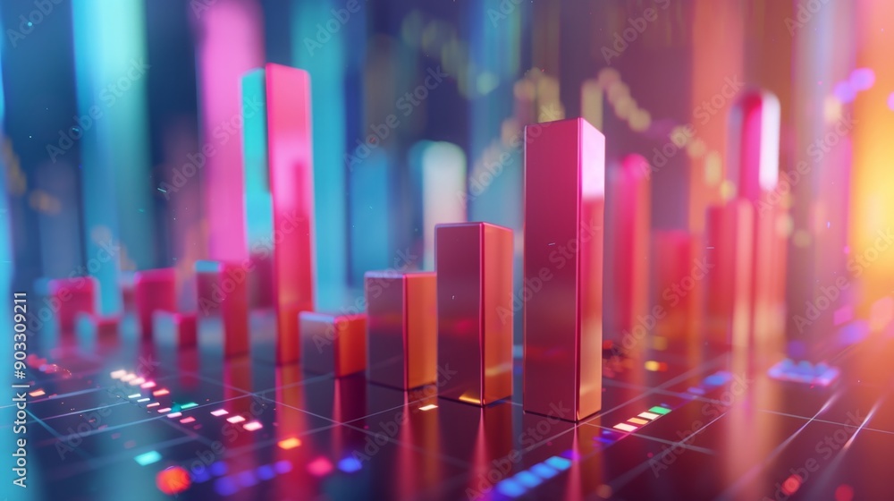 Poster 3d column chart with labeled axes, comparing monthly sales performance.