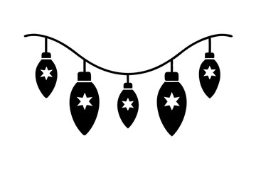 Christmas fairy lights icon, silhouette of fairy light design