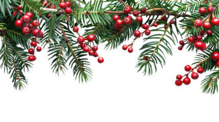 Winter Holly Branch with Berry on transparent background