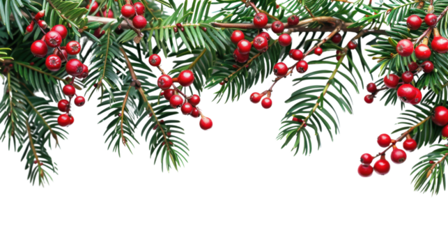 Winter Holly Branch with Berry on transparent background